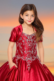 Amara Scarlet Satin Pageant Gown – Girls Special Occasion