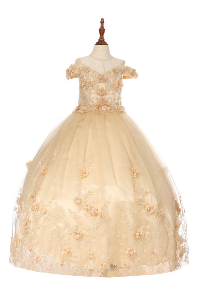Girls Pageant Dress Floral Ball Gown Floor Length Special Occasion Dress