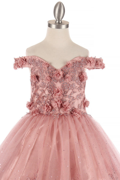 Girls Pageant Dress Floral Ball Gown Floor Length Special Occasion Dress
