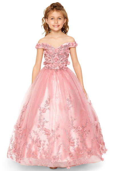 Girls Pageant Dress Floral Ball Gown Floor Length Special Occasion Dress