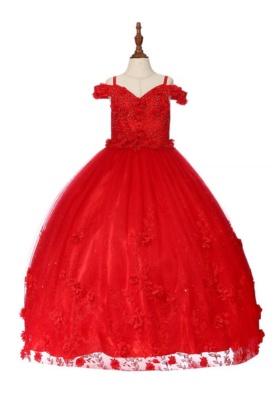Girls Pageant Dress Floral Ball Gown Floor Length Special Occasion Dress