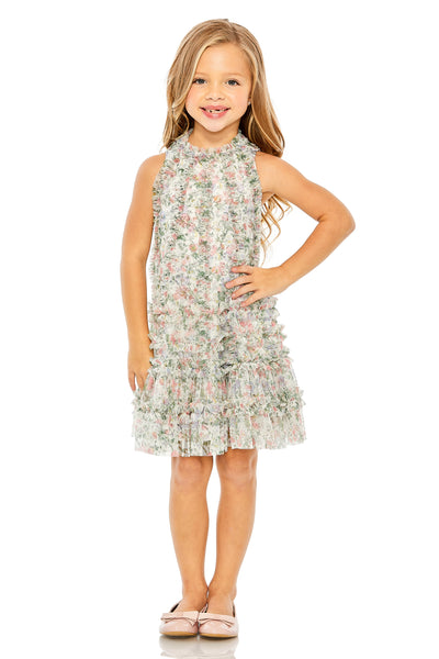 MAC DUGGAL Girls Couture Floral Print Special Occasion Wedding Party Dress