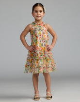 Mac Duggal Girls Floral Ruffle Party Dress