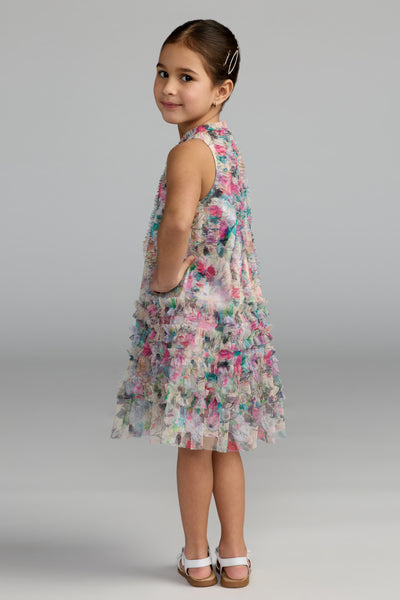 Mac Duggal Girls Floral Ruffle Party Dress