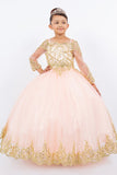 Nila Girls Pageant Embroidered Glitter Tulle Gown | Free Ship