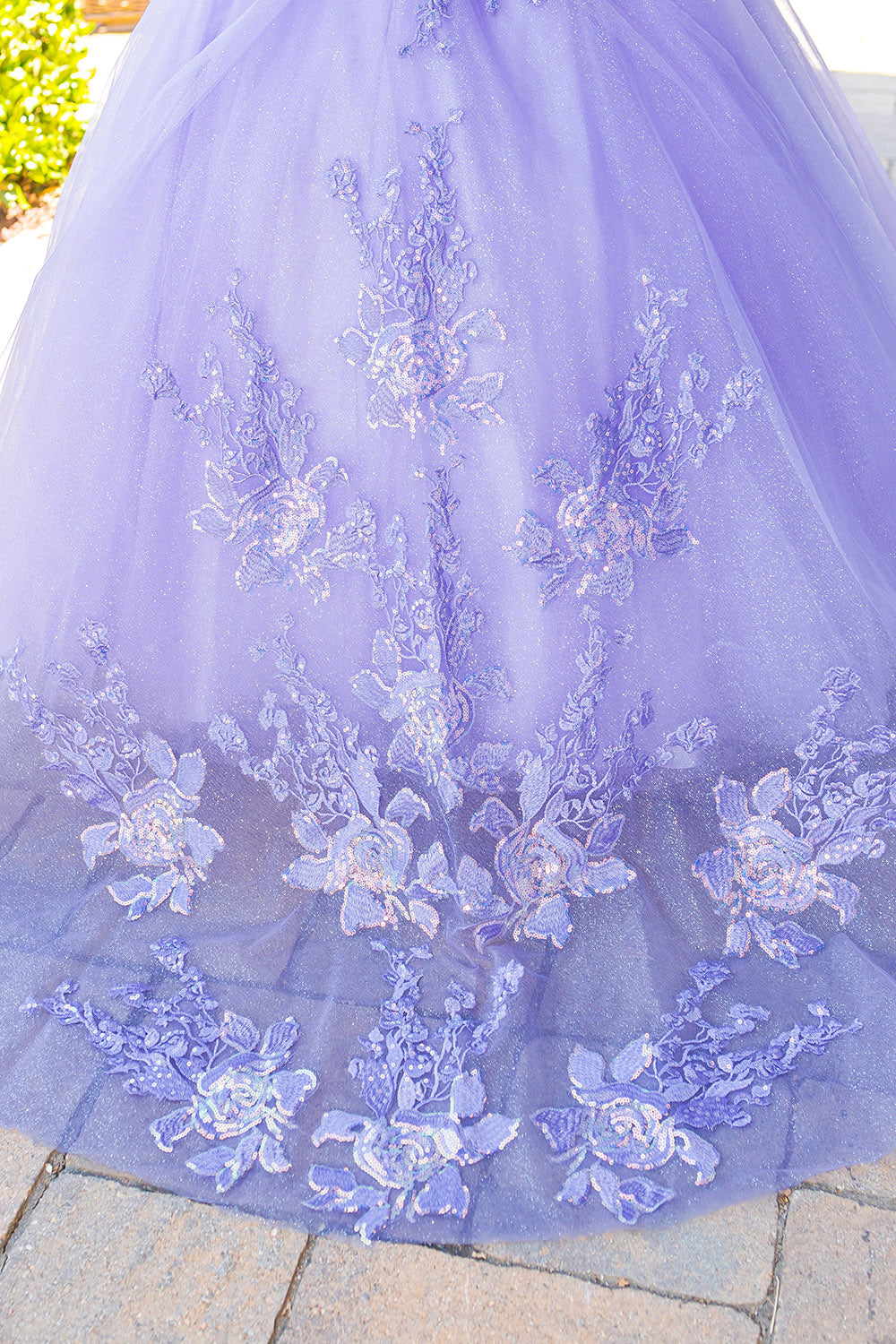Girls Mini Quince Flower Girl Pageant 3D Floral Embroidered Glitter Tulle Gown
