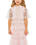 MAC DUGGAL Girls Luxury Couture Easter Birthday Party Wedding Tulle Dress