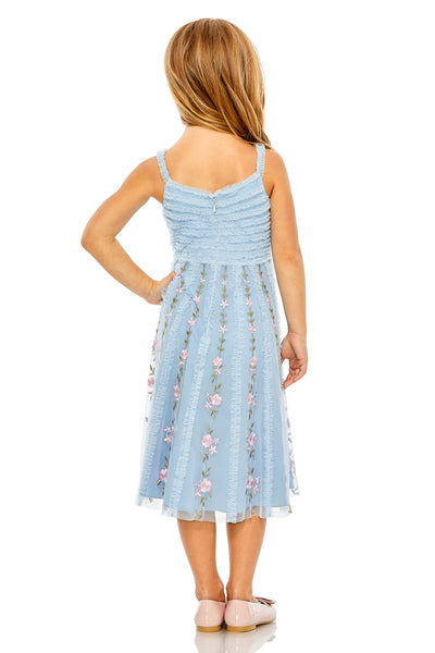 MAC DUGGAL Girls Ruffled Floral Print Mini Special Occasion Wedding Party Dress