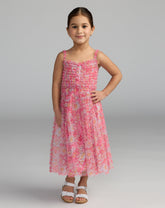 Mac Duggal Girls Floral Mesh A-Line Dress