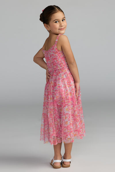 Mac Duggal Girls Floral Mesh A-Line Dress