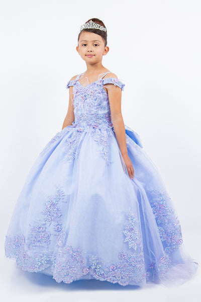 Camilia 3D Floral Embroidered Lace Tulle Pageant Dress