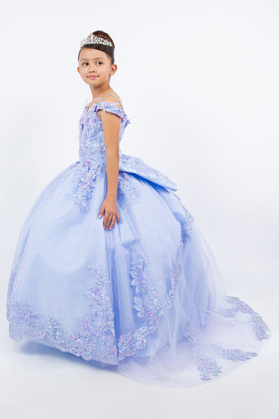 Camilia 3D Floral Embroidered Lace Tulle Pageant Dress