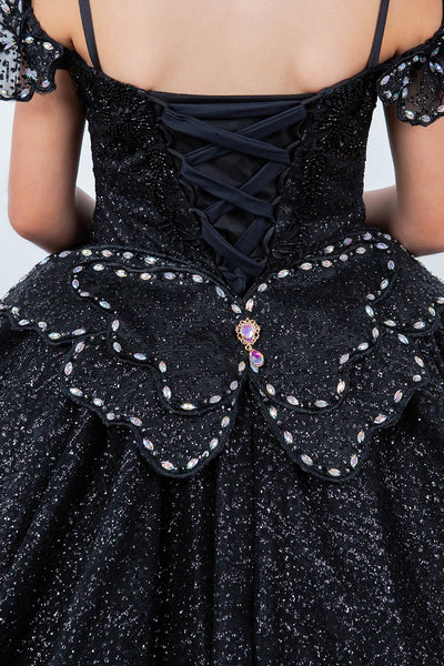 Nyra Glitter Off The Shoulder Pageant Gown for Girls - Shine at Every Event