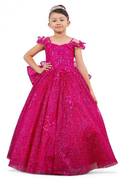Nyra Glitter Off The Shoulder Pageant Gown for Girls - Shine at Every Event