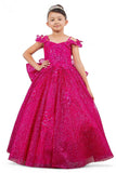 Nyra Glitter Off The Shoulder Pageant Gown for Girls - Shine at Every Event