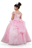 Nyra Glitter Off The Shoulder Pageant Gown for Girls - Shine at Every Event