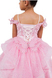 Nyra Glitter Off The Shoulder Pageant Gown for Girls - Shine at Every Event