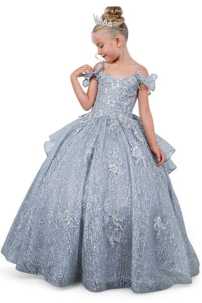 Nyra Glitter Off The Shoulder Pageant Gown for Girls - Shine at Every Event