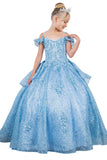 Nyra Glitter Off The Shoulder Pageant Gown for Girls - Shine at Every Event