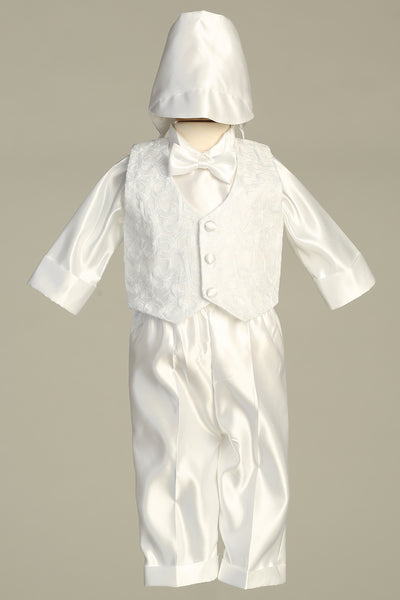 Ethan Classic Satin Christening Suit with Hat