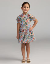 Mac Duggal Girls Ruffle Floral Party Dress