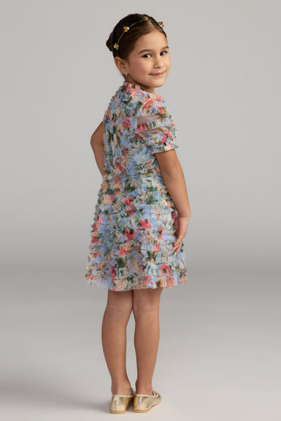 Mac Duggal Girls Ruffle Floral Party Dress