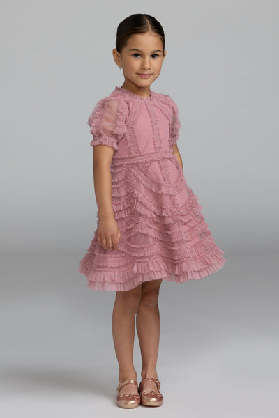 Girls Pink Ruffle Dress | Mac Duggal Couture