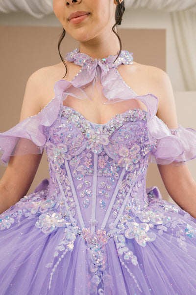 Floral Quinceañera Dress with Cape | Blush Quinceañera