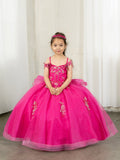 Girls Floor Length Glitter Tulle Party Pageant Dress