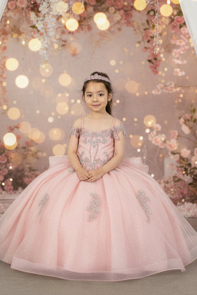 Girls Floor Length Glitter Tulle Party Pageant Dress