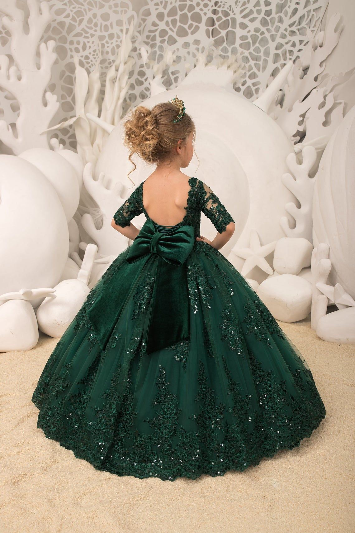 Pageant Girl Lace Tulle Gown Birthday Party Flower Girl Special Occasion Dress