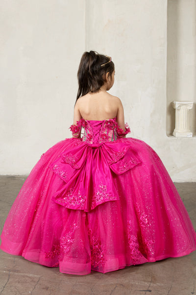 Amaris Glitter Princess Dress – Girls Fuchsia Ball Gown