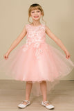 Silver Girls Hi Low Pageant Dress with Floral Lace
