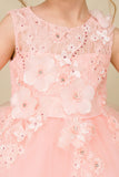 Silver Girls Hi Low Pageant Dress with Floral Lace