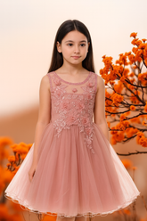 Rosalie Pink Floral Tulle Dress | Girls Special Occasion Dress