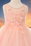 Rosalie Pink Floral Tulle Dress | Girls Special Occasion Dress