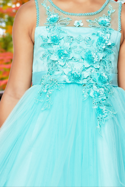 Rosalie Pink Floral Tulle Dress | Girls Special Occasion Dress