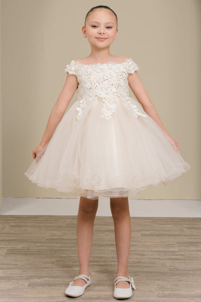 Lila Grace Girls Off-Shoulder Tulle Pageant Dress