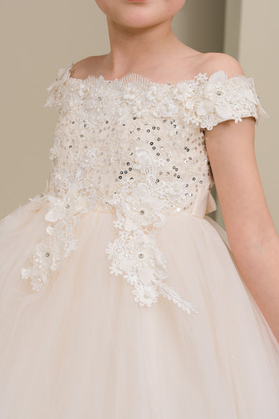 Lila Grace Girls Off-Shoulder Tulle Pageant Dress