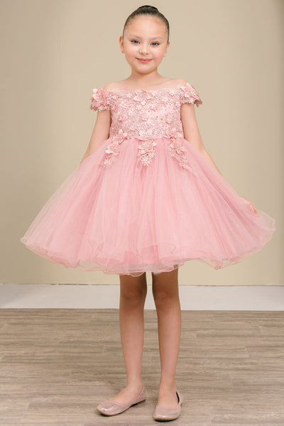 Lila Grace Girls Off-Shoulder Tulle Pageant Dress