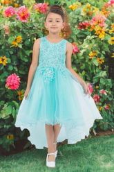Aqua Hi-Low Lace Tulle Dress | Blush Kids Special Occasion