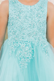 Aqua Hi-Low Lace Tulle Dress | Blush Kids Special Occasion