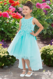 Aqua Hi-Low Lace Tulle Dress | Blush Kids Special Occasion