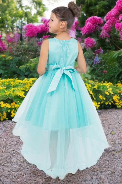 Aqua Hi-Low Lace Tulle Dress | Blush Kids Special Occasion