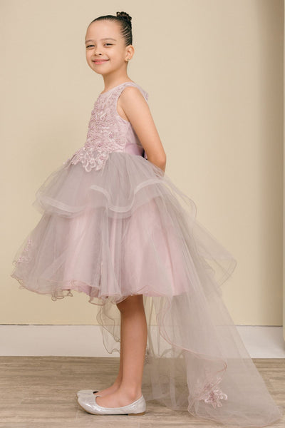 Hi Low Ruffle Girls Party Dress 2–12