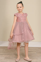 Elara Pearl Hi-Low Pageant Dress for Girls