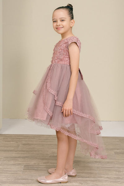 Elara Pearl Hi-Low Pageant Dress for Girls