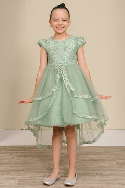 Elara Pearl Hi-Low Pageant Dress for Girls