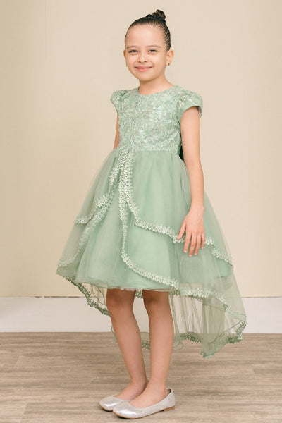 Elara Pearl Hi-Low Pageant Dress for Girls