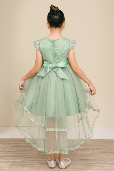 Elara Pearl Hi-Low Pageant Dress for Girls